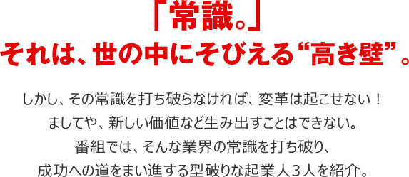 「常識。」それは、世の中にそびえる“高き壁”。