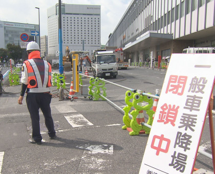 ＪＲ岡山駅東口の一般車の乗降、１２月６日まで中止／路面電車の乗り入れ工事で【岡山市】