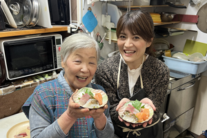 「ふみこおばあちゃんのお刺身三種盛り」