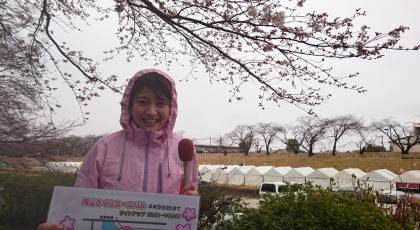 雨でも岡山さくらカーニバル中継♪